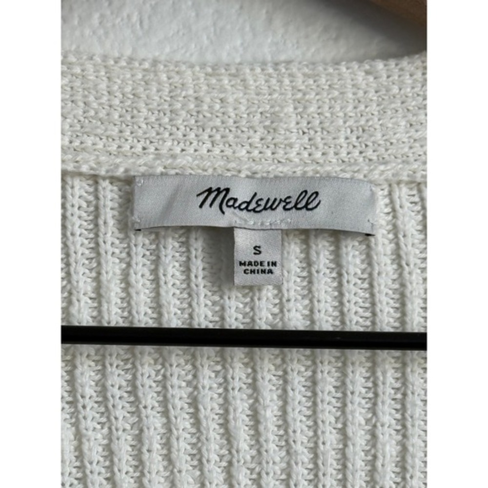 Madewell Ribbed‎ Cardigan Small White Navy Blue Nautical Striped Knit Sweater - Picture 5 of 8